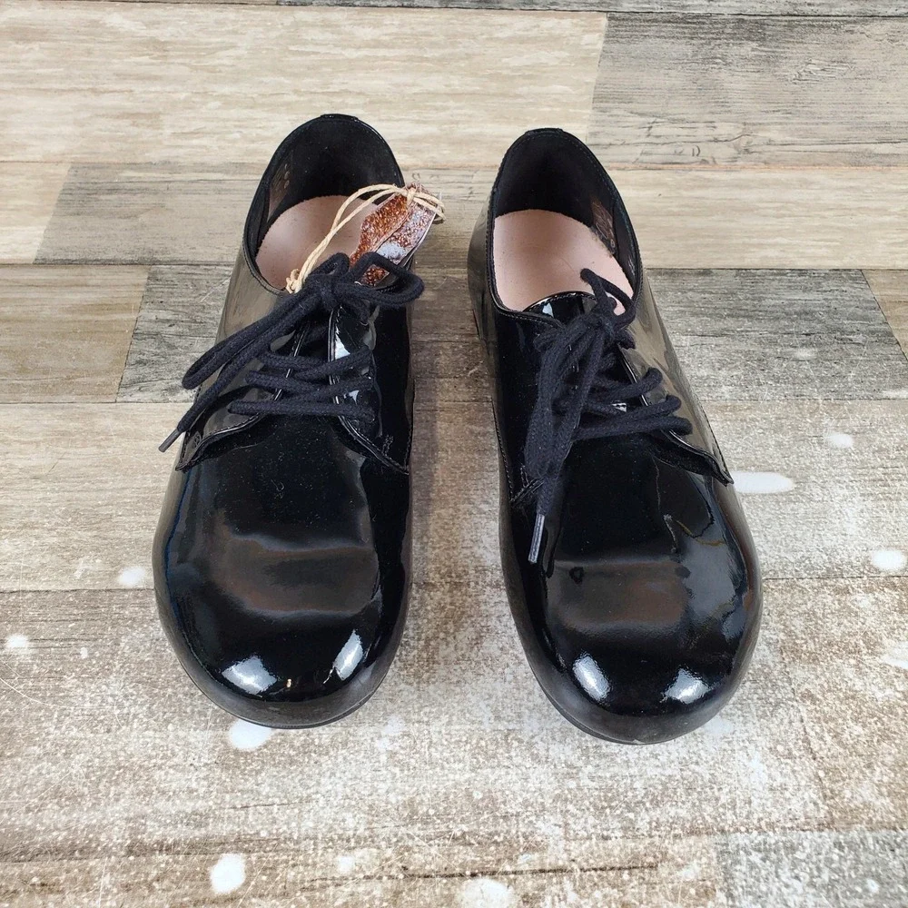 Birkenstock Saunders Womens Shoes Sz 6 Narrow Black Patent Leather Lace Up